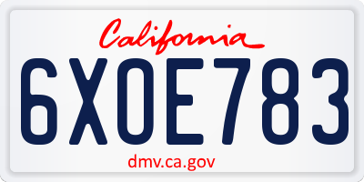 CA license plate 6XOE783