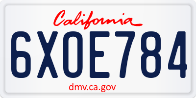 CA license plate 6XOE784