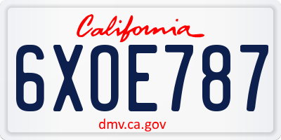 CA license plate 6XOE787