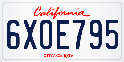 CA license plate 6XOE795
