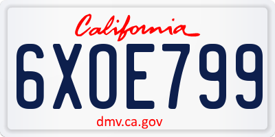 CA license plate 6XOE799