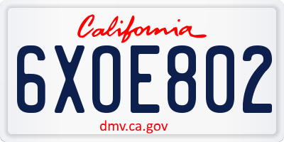 CA license plate 6XOE802