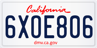 CA license plate 6XOE806