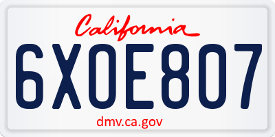 CA license plate 6XOE807