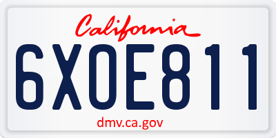 CA license plate 6XOE811