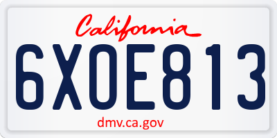 CA license plate 6XOE813
