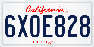 CA license plate 6XOE828