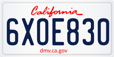 CA license plate 6XOE830
