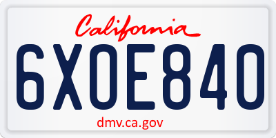 CA license plate 6XOE840