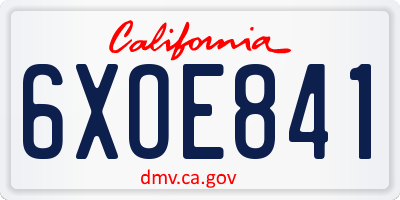 CA license plate 6XOE841
