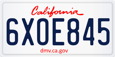 CA license plate 6XOE845