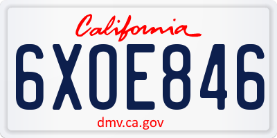 CA license plate 6XOE846