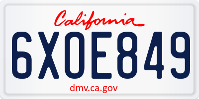 CA license plate 6XOE849