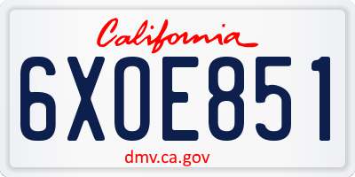 CA license plate 6XOE851