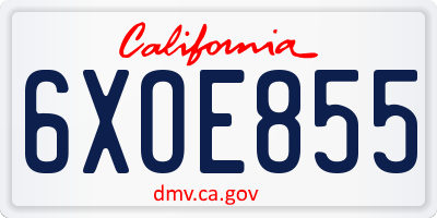 CA license plate 6XOE855