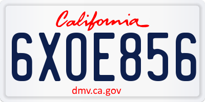CA license plate 6XOE856