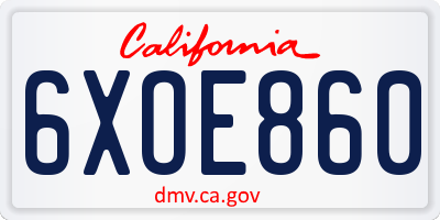 CA license plate 6XOE860