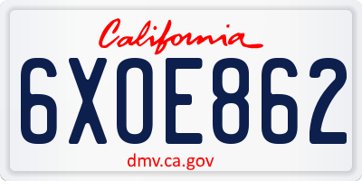 CA license plate 6XOE862