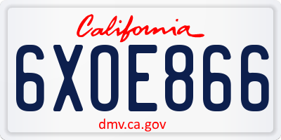 CA license plate 6XOE866