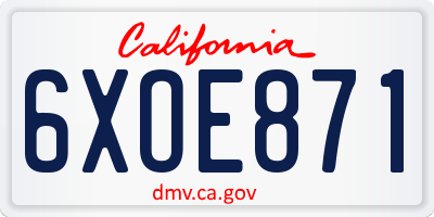 CA license plate 6XOE871
