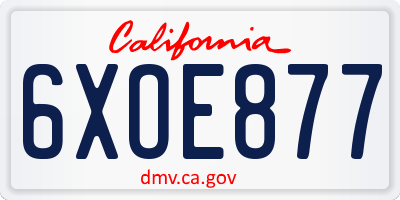 CA license plate 6XOE877