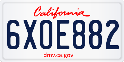 CA license plate 6XOE882