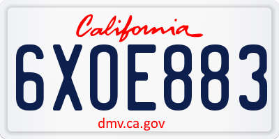 CA license plate 6XOE883