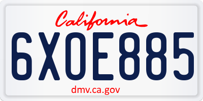 CA license plate 6XOE885