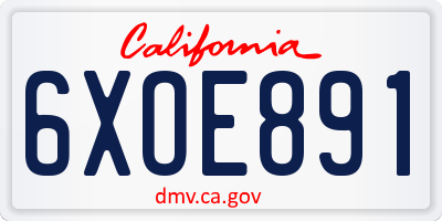 CA license plate 6XOE891