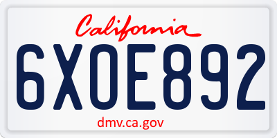 CA license plate 6XOE892
