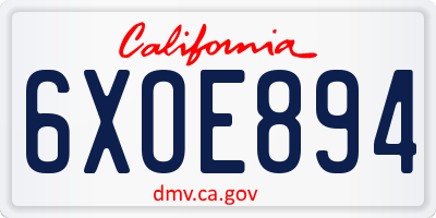 CA license plate 6XOE894