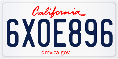 CA license plate 6XOE896
