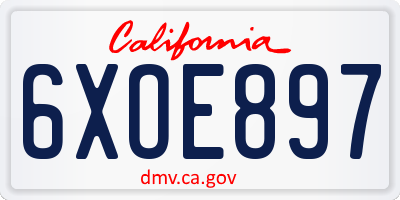CA license plate 6XOE897