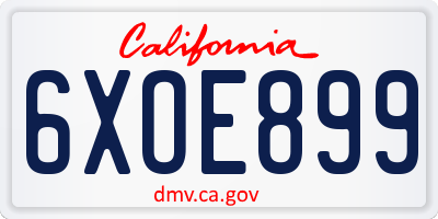 CA license plate 6XOE899