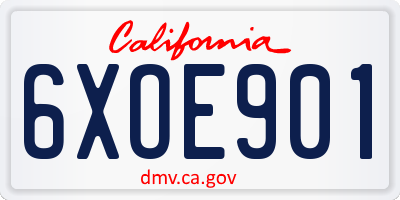 CA license plate 6XOE901