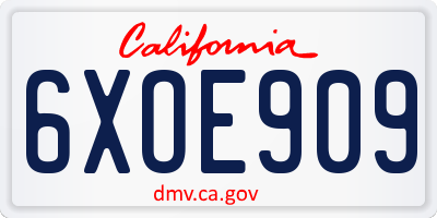 CA license plate 6XOE909