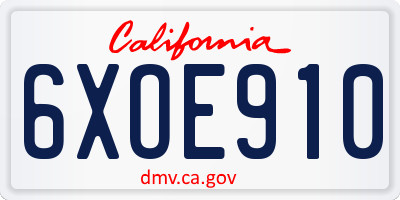 CA license plate 6XOE910