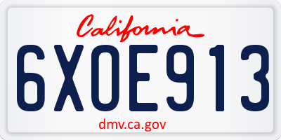 CA license plate 6XOE913