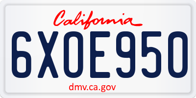 CA license plate 6XOE950