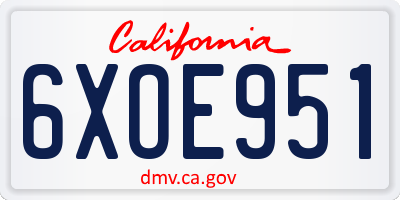 CA license plate 6XOE951
