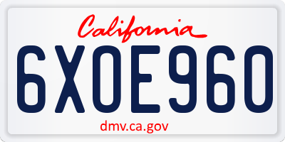 CA license plate 6XOE960