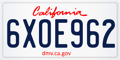 CA license plate 6XOE962