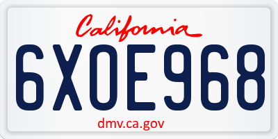 CA license plate 6XOE968