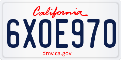CA license plate 6XOE970