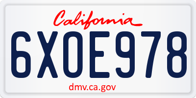 CA license plate 6XOE978