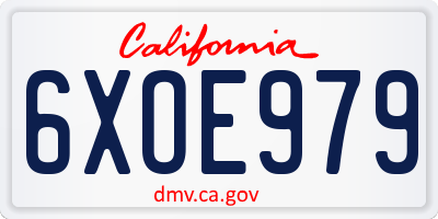 CA license plate 6XOE979
