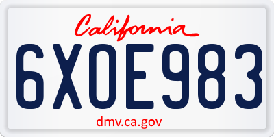 CA license plate 6XOE983