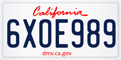 CA license plate 6XOE989