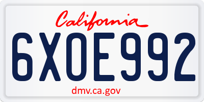 CA license plate 6XOE992