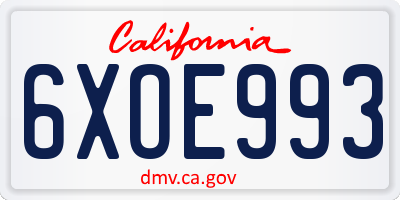 CA license plate 6XOE993
